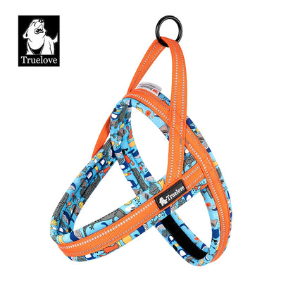 Truelove Floral Printing Mesh Padded Harness for All Breeds Quick Fit Dog Vest Harness Small Medium Large Dogs Outdoor TLH58122