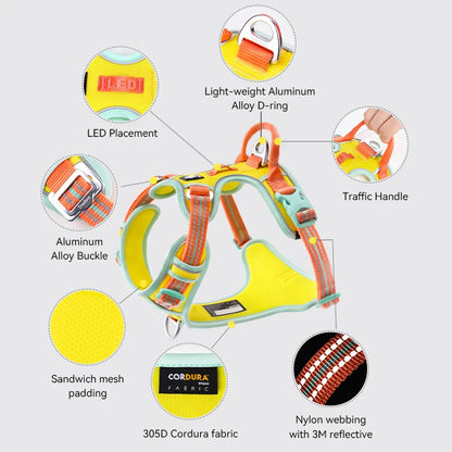 Truelove New Pet Harness Premium Anti Pull Reflective Light Up Nylon Breathable Adjustable Dog Harness Training Vest TLH5657