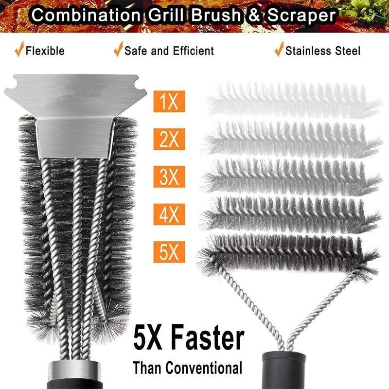 Stainless Steel Grill Brush & Scraper
