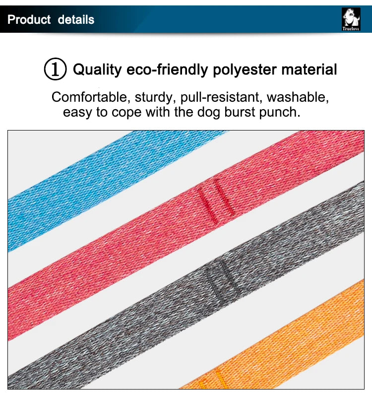 Truelove Eco-Friendly Dog Rope Leash Recycled Materials Quick Release Breathable Comfortable Polyester Dog Walking TLL3073