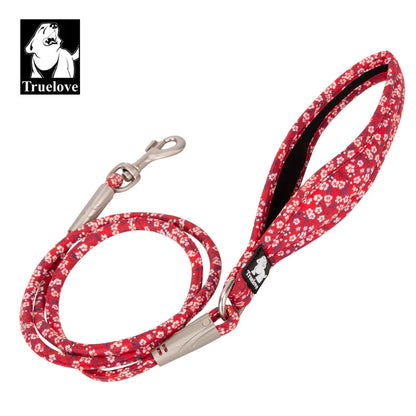 Truelove Pet Leash Floral Rope Leash for Dog and Cat Neoprene Padded Handle 100% Cotton Fabric Zinc-alloy Hook Outdoors TLL2573