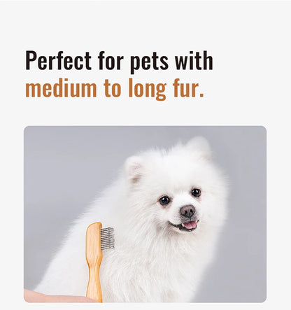 Truelove Eco-friendly Pet Shaving Comb Hair Removal Dog Grooming Brushes Gentle Bamboo Handle Cleaning Stainless Steel TLK25132