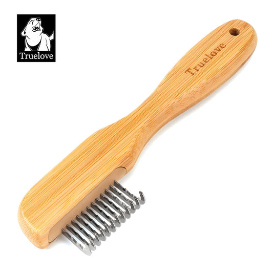 Truelove Eco-friendly Pet Shaving Comb Hair Removal Dog Grooming Brushes Gentle Bamboo Handle Cleaning Stainless Steel TLK25132